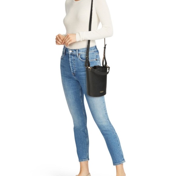 Burberry Black Bucket Shoulder Bag with Reversible Check Strap - Picture 2 of 7